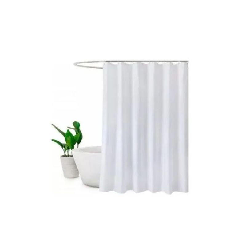 GENERICO - Cortina De Baño Blanca 100 Impermeable 12 Argollas Blancas