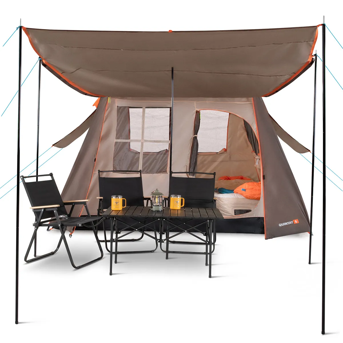 BOSSCAMP - Carpa Camping Quintay 6 Personas Bosscamp 3000 Mm Techo Largo Toldo Extendido