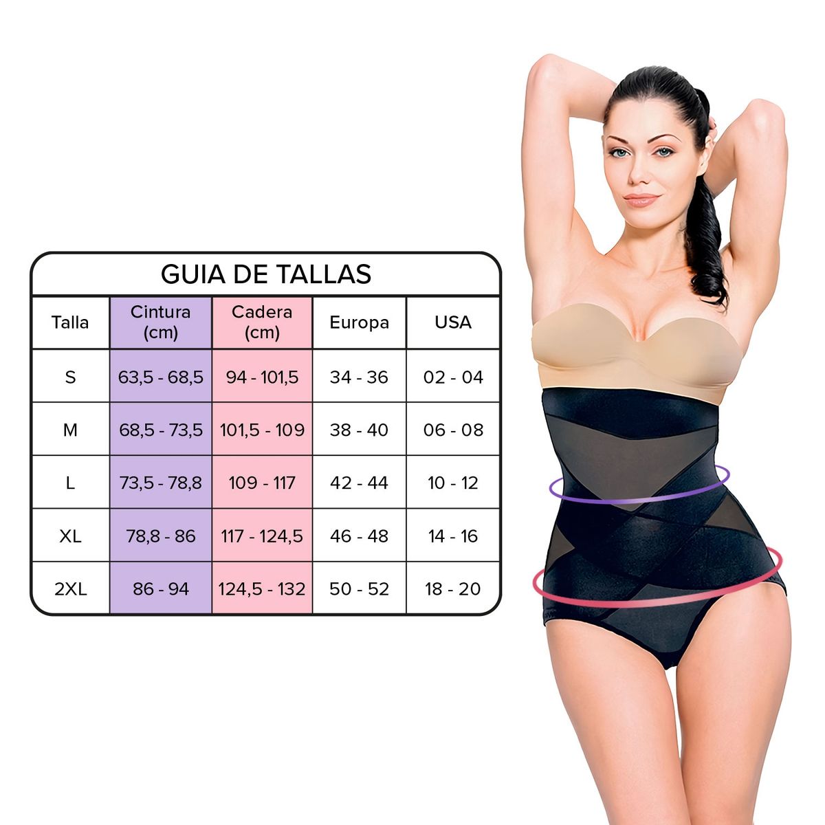 A3D - Pack 2 Faja Reductora Negra y Beige Velfom Cross Compression Shaper.