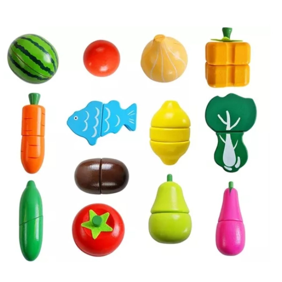 OFERTABKN - Set De Frutas Y Verduras De Madera Juguete Didáctico 17pzs