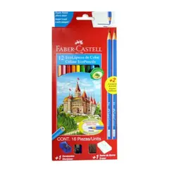 FABER-CASTELL - 12 LAPICES DE COLORES ECOLAPIZ +GOMA+SACAPUNTAS+2 GRAF