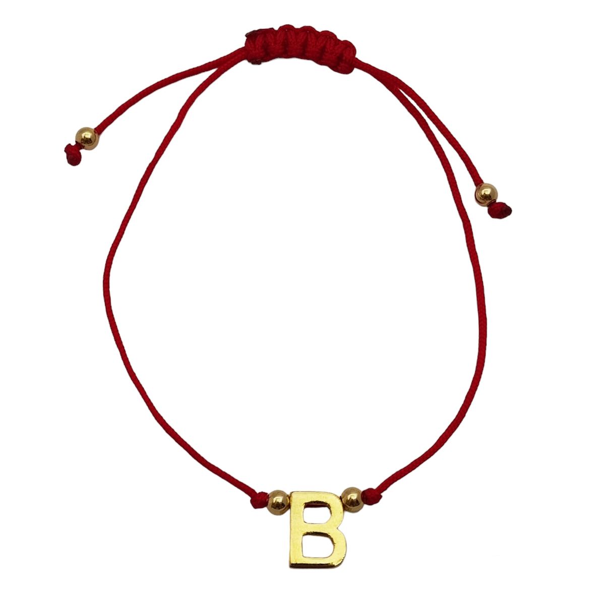 ANDREA COGGIOLA JOYAS - Pulsera Letra B Cordón Rojo Enchapado Oro 18K