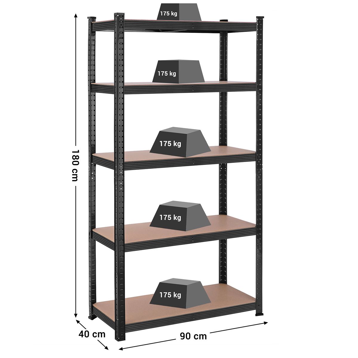 VASAGLE - Estante Industrial Acero 180x90x40cm carga 875 kg