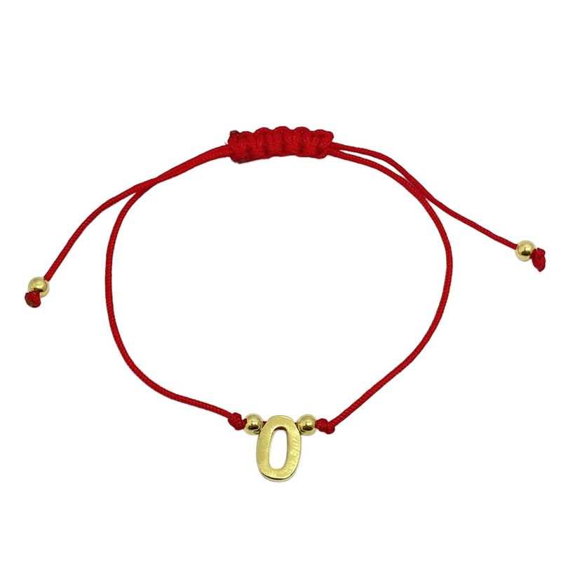 ANDREA COGGIOLA JOYAS - Pulsera Letra O Cordón Rojo Enchapado Oro 18K