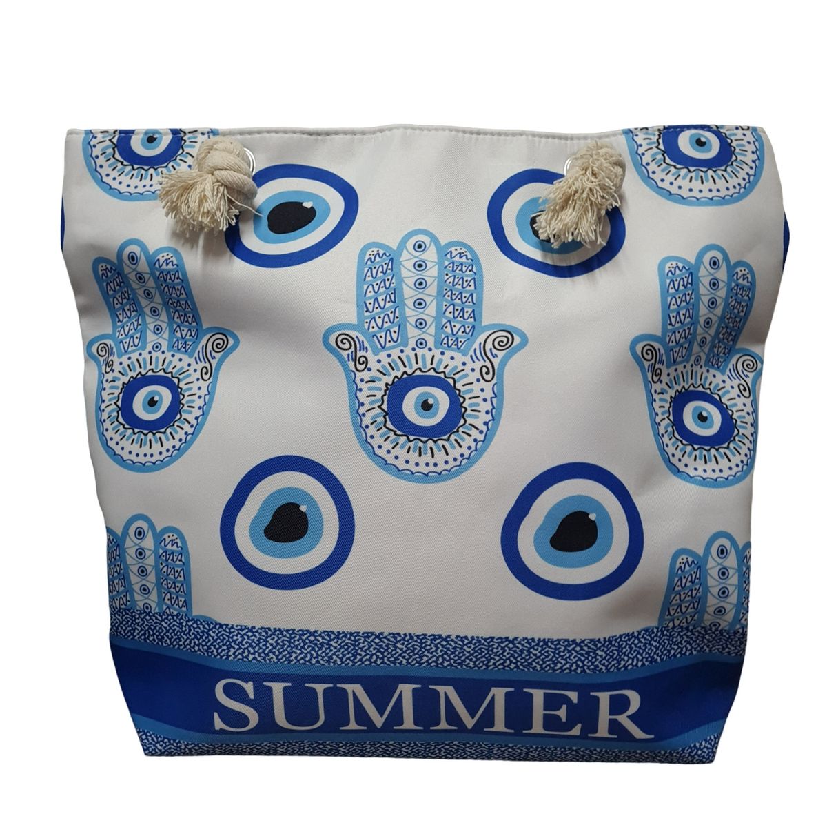 GENERICO - Bolso Playero Estampado - Celeste - Talla única