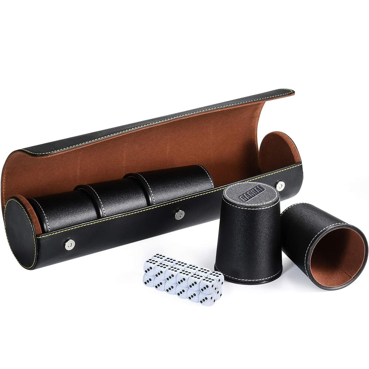 CACHAI - Juego De 5 Cachos Cuero Pu Dados Cachai Set De Mesa Familiar