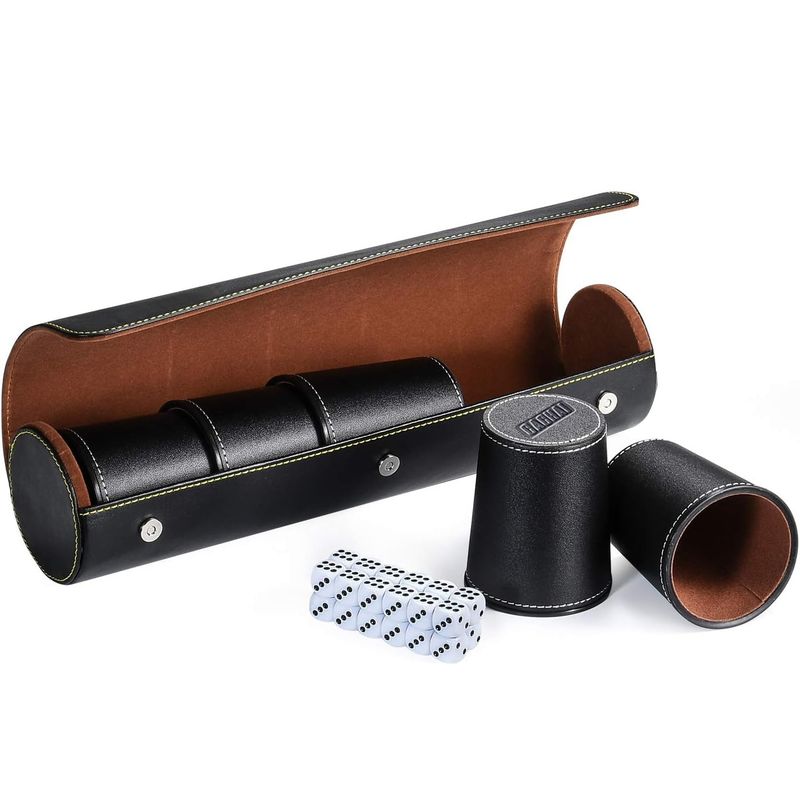 CACHAI - Juego De 5 Cachos Cuero Pu Dados Cachai Set De Mesa Familiar