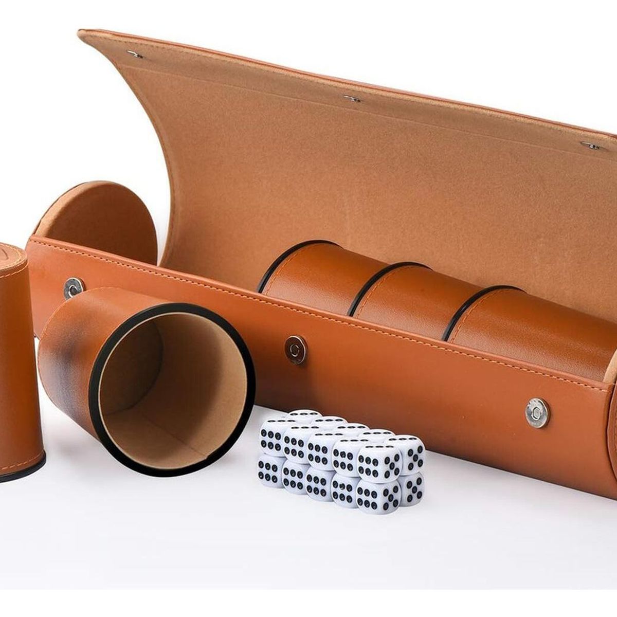 CACHAI - Juego De 5 Cachos Cuero Pu Dados Cachai Set De Mesa Familiar
