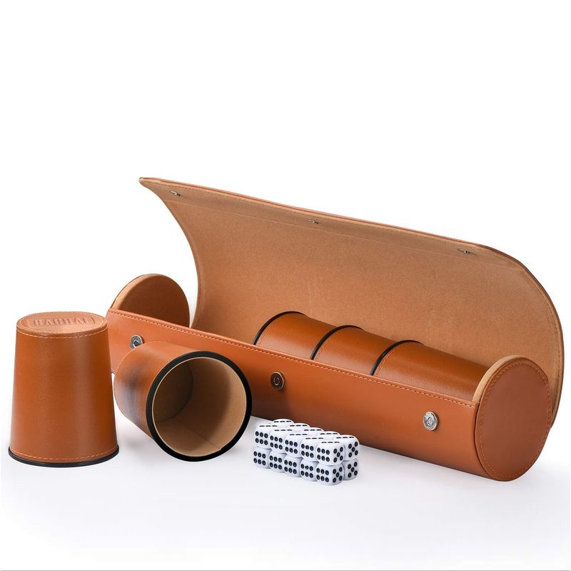 CACHAI - Juego De 5 Cachos Cuero Pu Dados Cachai Set De Mesa Familiar
