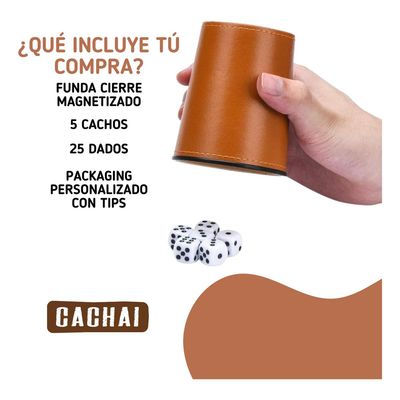 Imagen 2 del producto Juego De 5 Cachos Cuero Pu Dados Set De Mesa Familiar