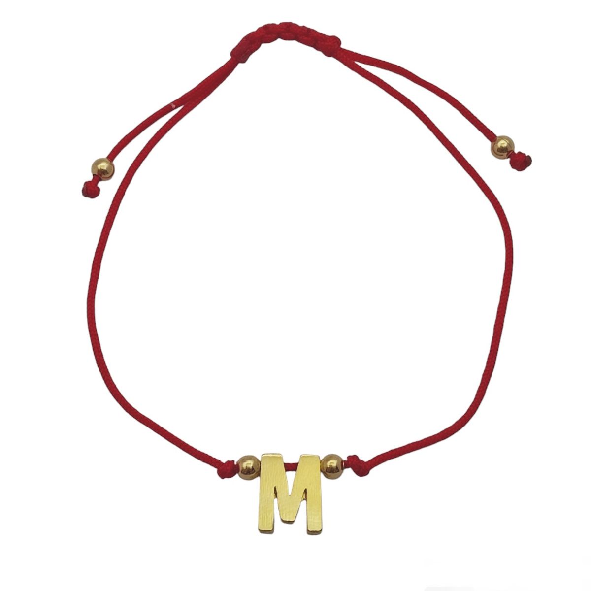 COGGIOLA - Pulsera Letra M Cordón Rojo Enchapado Oro 18K
