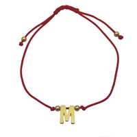 Pulsera Letra M Cordón Rojo Enchapado Oro 18K