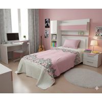 CUBRECAMA QUILT DE VERANO ROSA CON DISEÑO 100% ALGODON 1.5 PLAZA