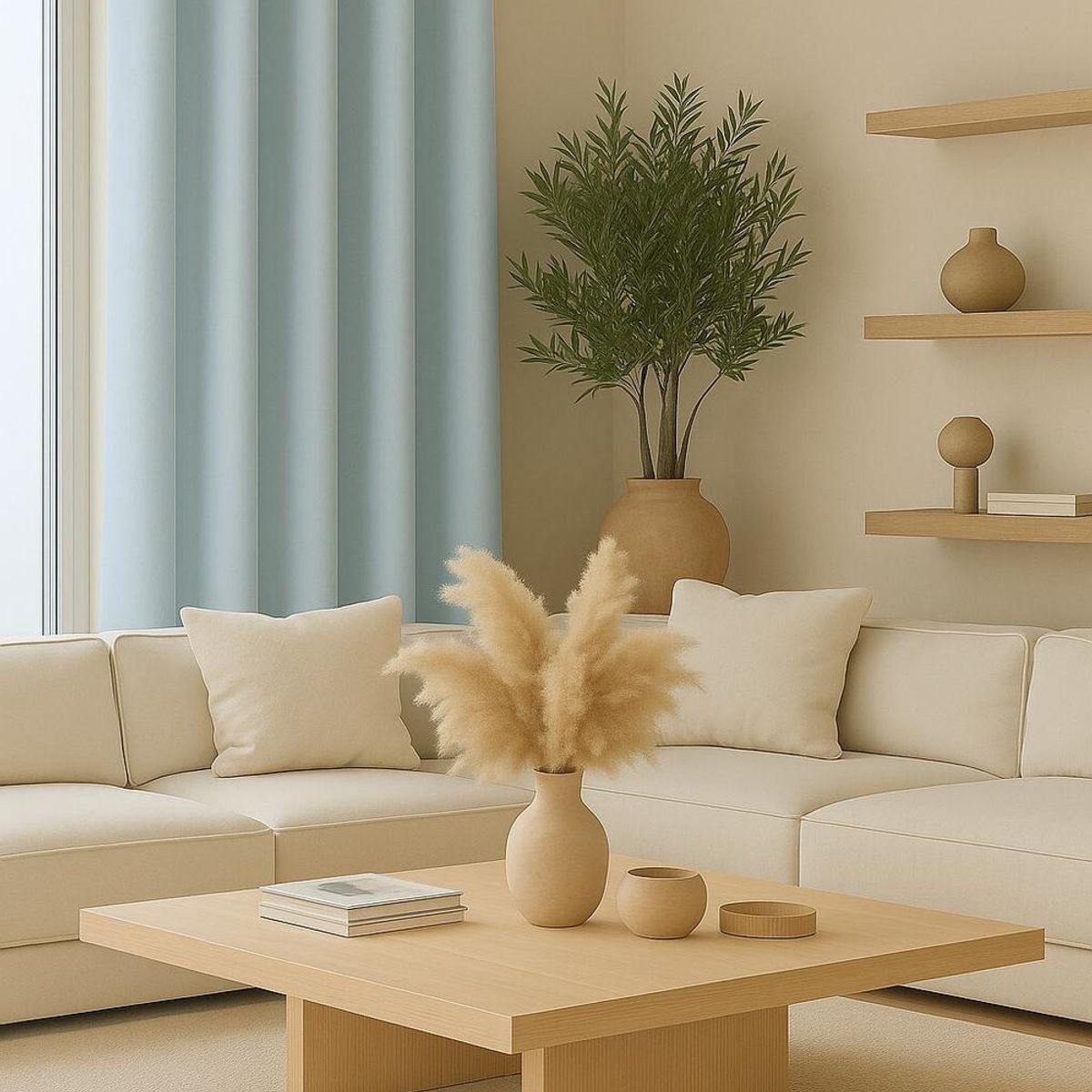 CLEMS CORTINAS - Pack 2 Cortina de Tela Delgada 100% Blackout Azul Claro 225x140 cm