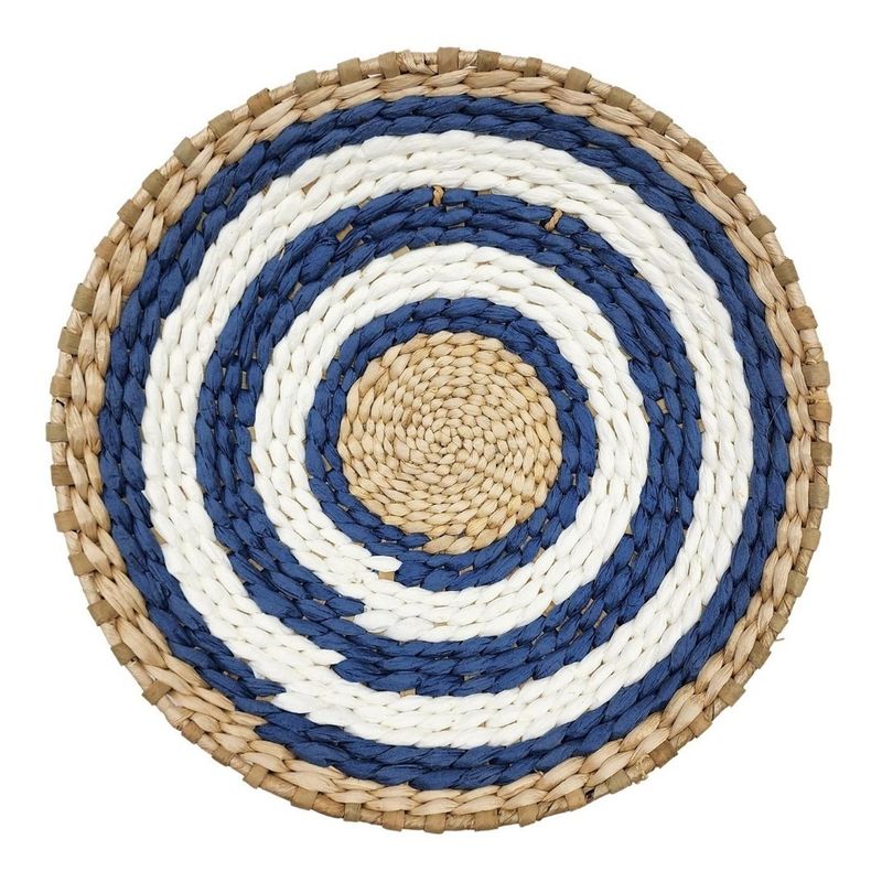 GENERICO - Circulo Decoración De Mimbre Para Pared Casa Terraza Variado - Azul