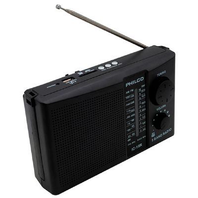Imagen 2 del producto Radio Portatil Recargable AM/FM IC-18R USB/SD Negro
