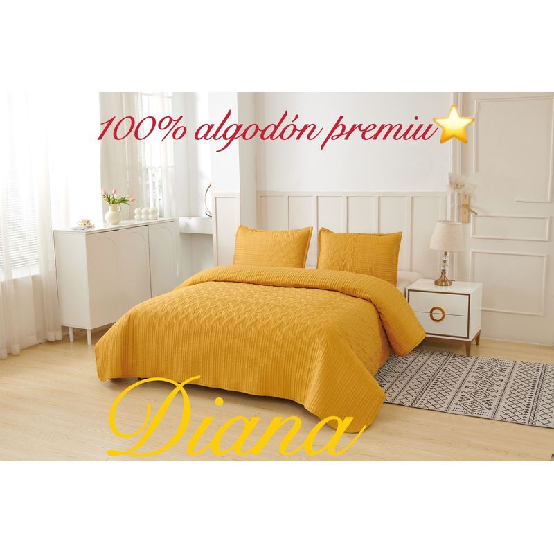 GENERICO - Cubrecama Quilt de Verano 2.0 Plaza Premium Amarillo