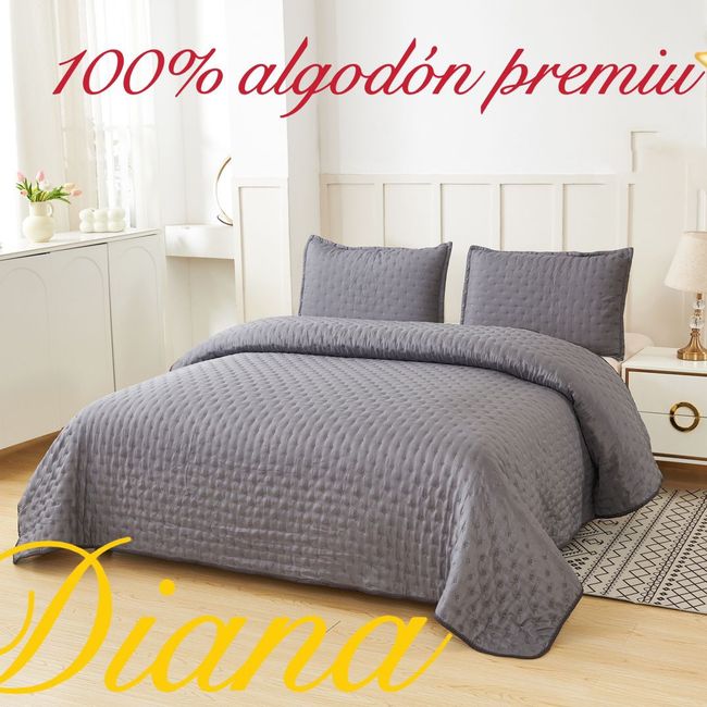 GENERICO - Cubrecama Quilt de Verano 2.0 Plaza Premium Gris