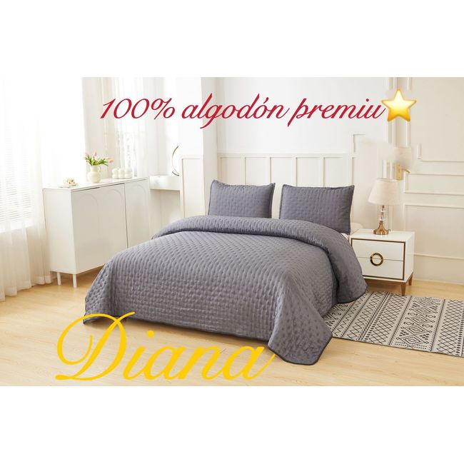 GENERICO - Cubrecama Quilt de Verano 2.0 Plaza Premium Gris