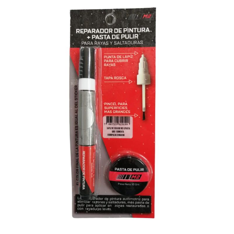 M2 - Lápiz Retocador Rayones Auto Gris Tormenta con Pasta Pulir