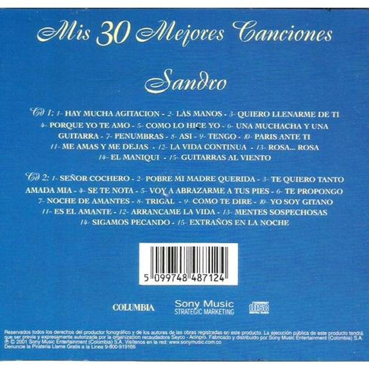 HITWAY MUSIC - SANDRO - MIS 30 MEJORES CANCIONES (2CD) - CD HITWAY MUSIC