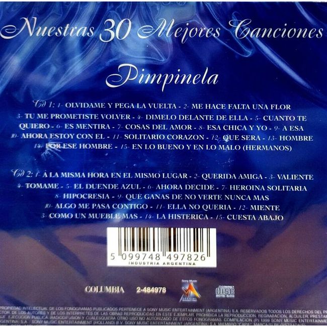 HITWAY MUSIC - PIMPINELA - NUESTRAS 30 MEJORES CANCIONES (2CD) - CD HITWAY MUSIC