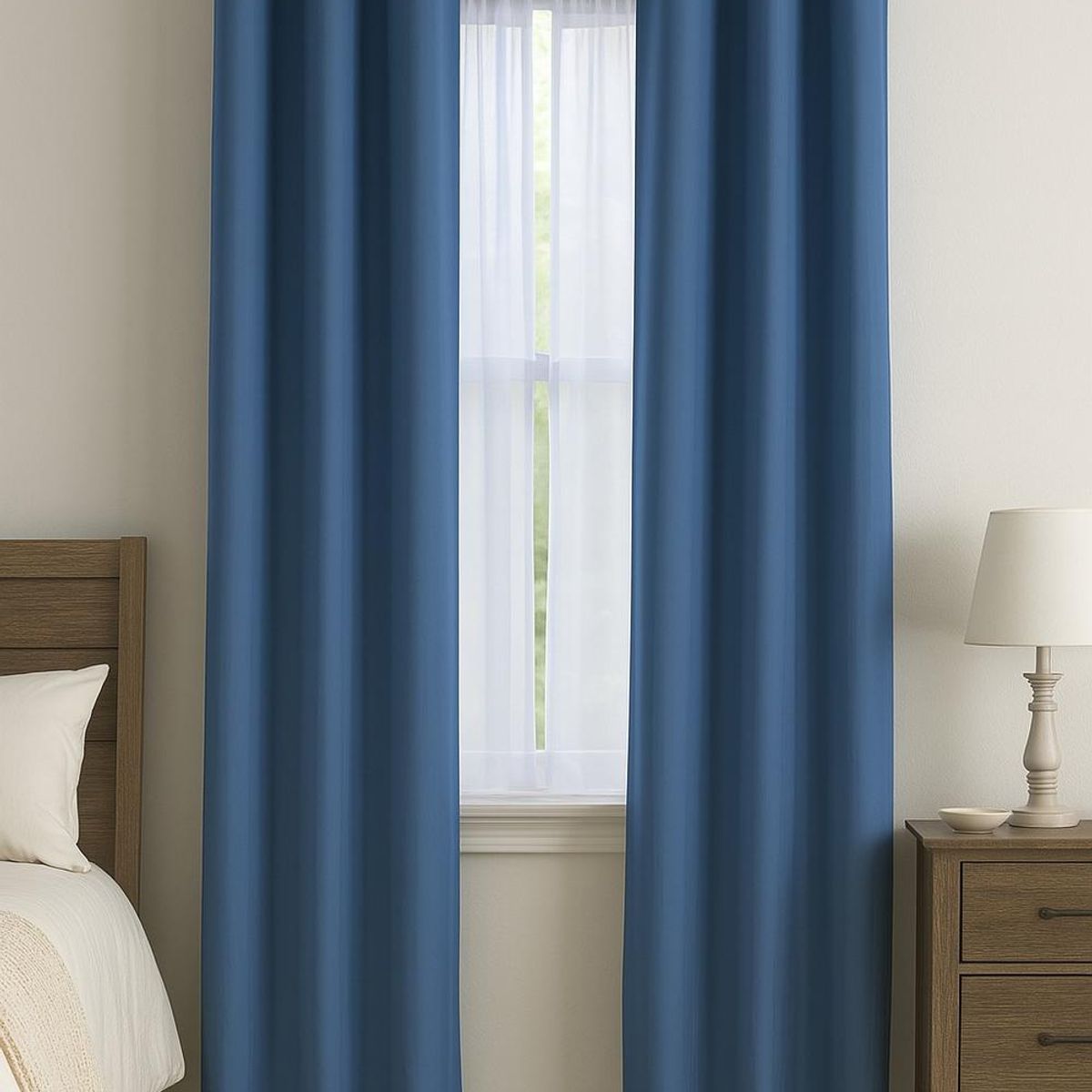 CLEMS CORTINAS - Pack 2 Cortina Tradicional 100% Blackout Azul