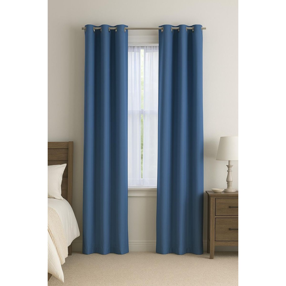 CLEMS CORTINAS - Pack 2 Cortina Tradicional 100% Blackout Azul