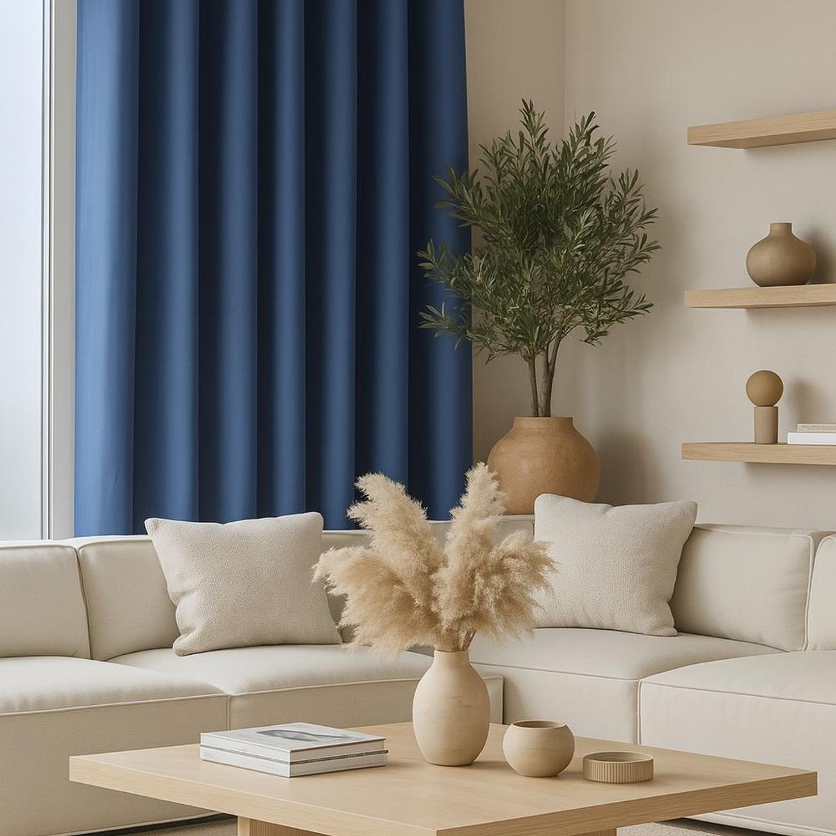 CLEMS CORTINAS - Pack 2 Cortina Tradicional 100% Blackout Azul