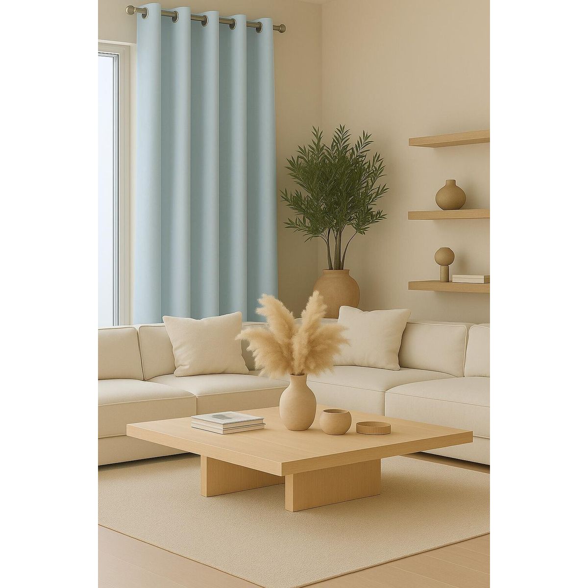 CLEMS CORTINAS - Cortina Tradicional 100% Blackout Azul Claro