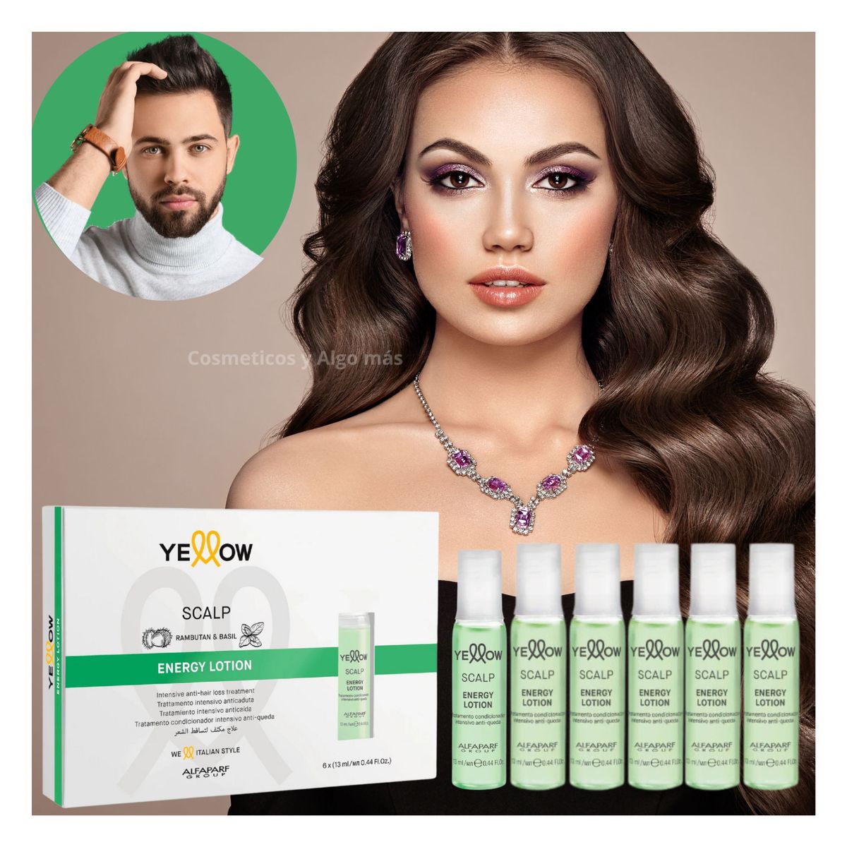 GENERICO - Caja de 6 ampollas YELLOW SCALP ENERGY LOTION ANTICAIDA CAPILAR