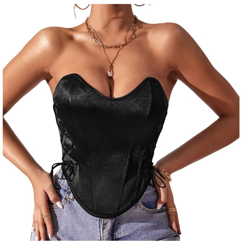 GARSIL - Crop Top Para Mujer Tipo Corset Para Mujer Sin Tirantes - Ajustable