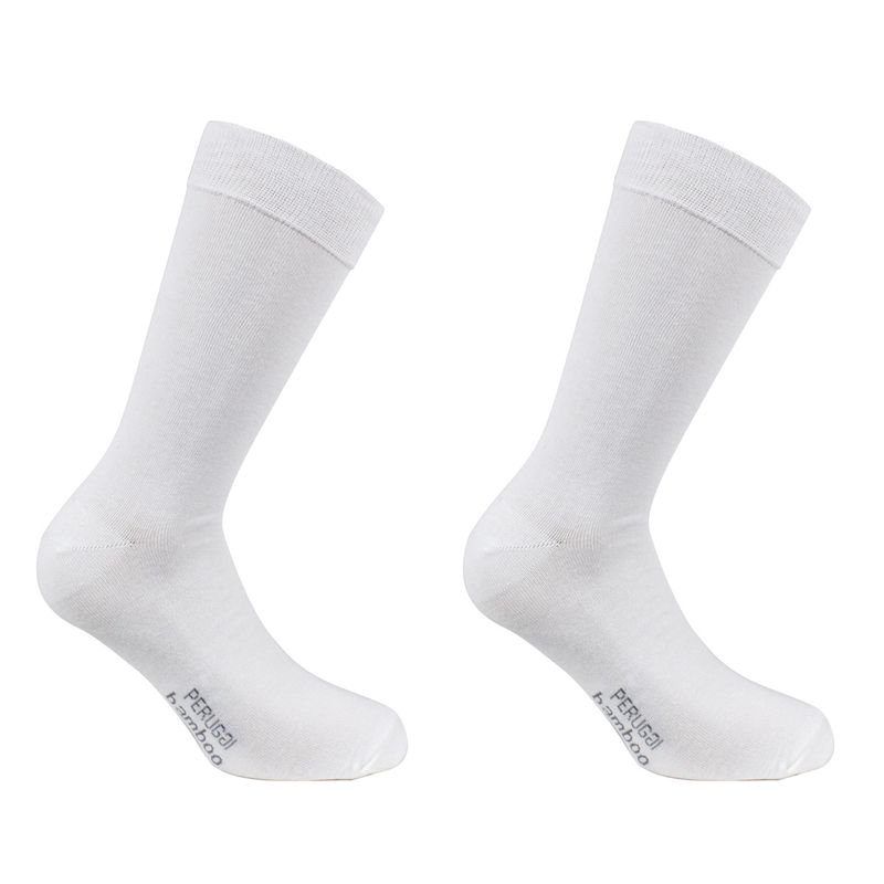 PERUGGI - 2 Pares Calcetín Bamboo Liso New Blanco