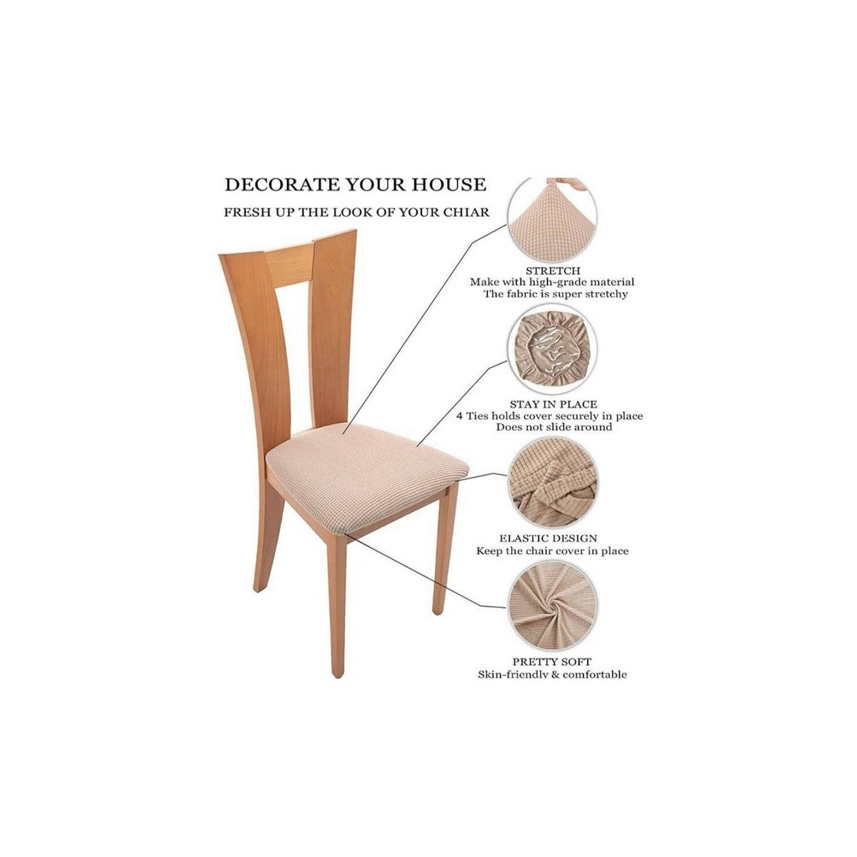 GENERICO - Set De 6 Funda De Asiento Para Silla De Comedor