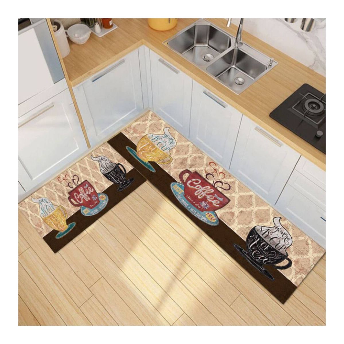 GENERICO - Pack 2 Alfombra De Cocina Antideslizante Piso Entrada De Hogar