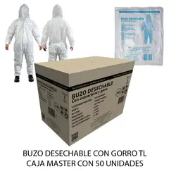 GENERICO - Pack 10und Buzo Overol Desechable EGLOVEX Cubrecierre Y Gorro Blanco Talla XXL