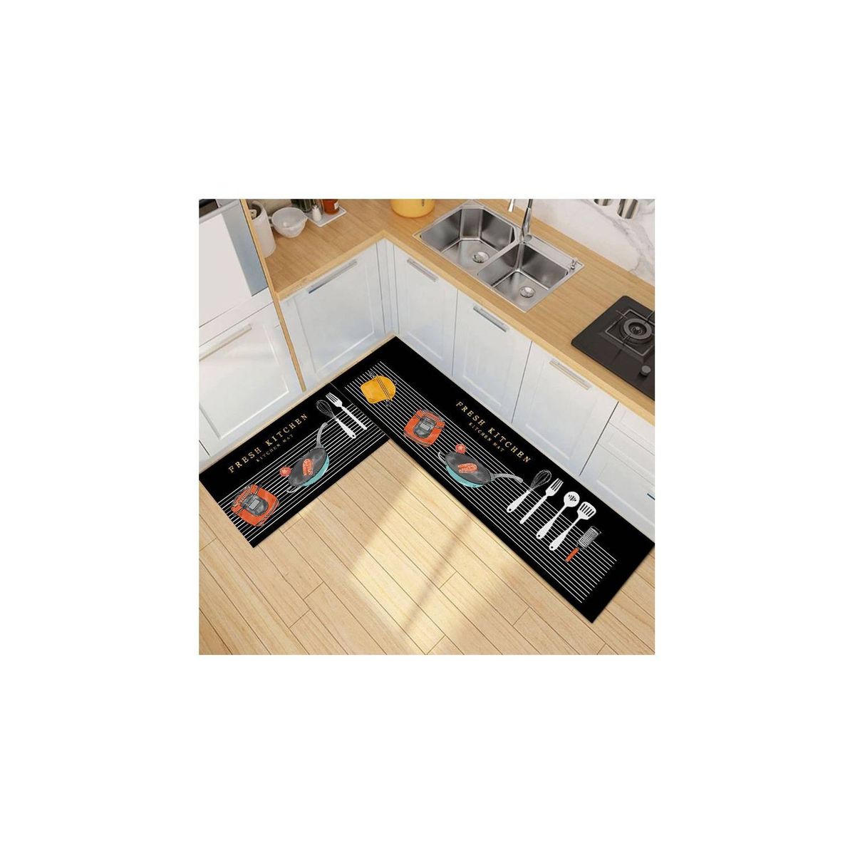 GENERICO - Pack 2 Alfombra De Cocina Antideslizante Piso Entrada De Hogar