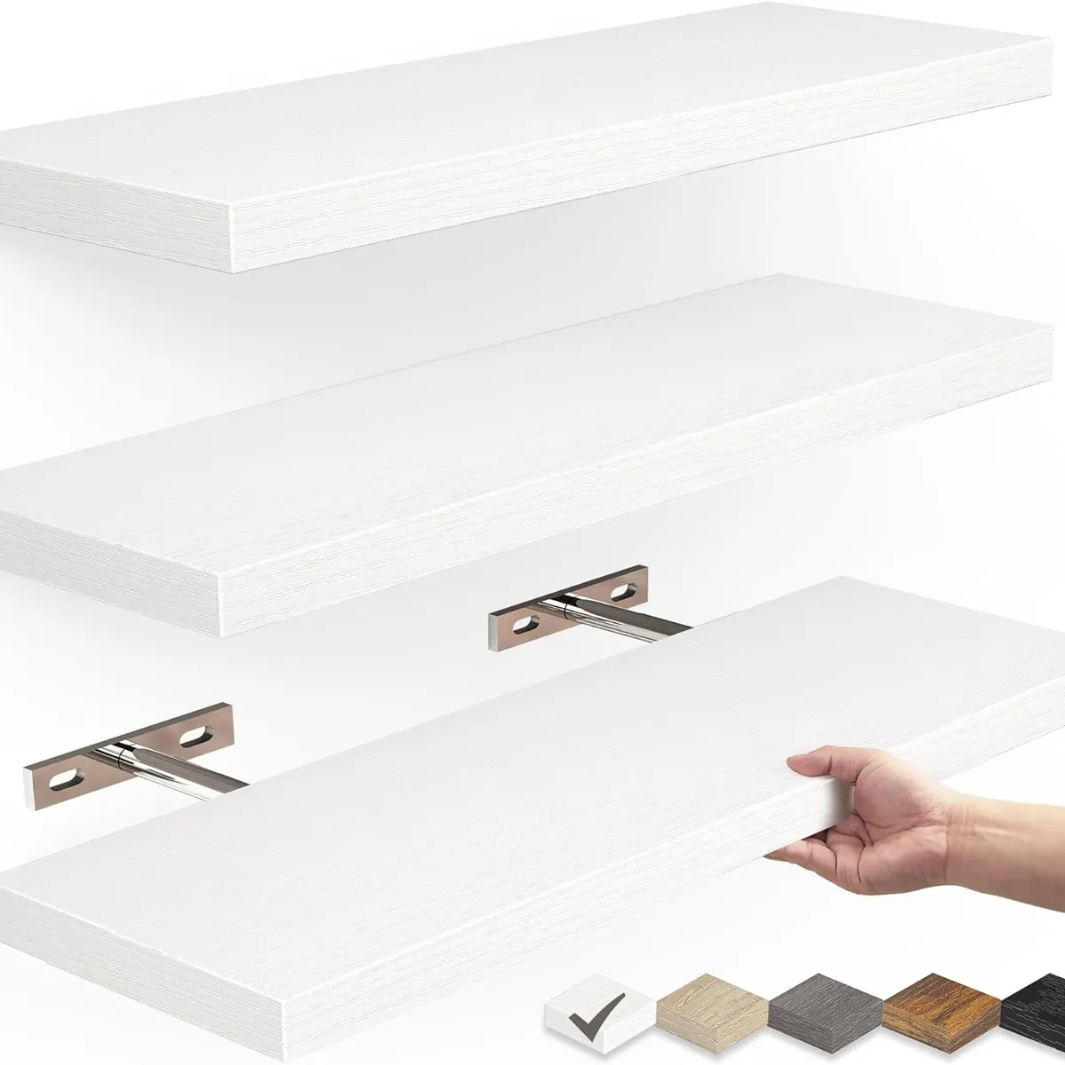 GENERICO - Repisas Flotantes De Madera Estante MDF Premium Blanco Pack x3