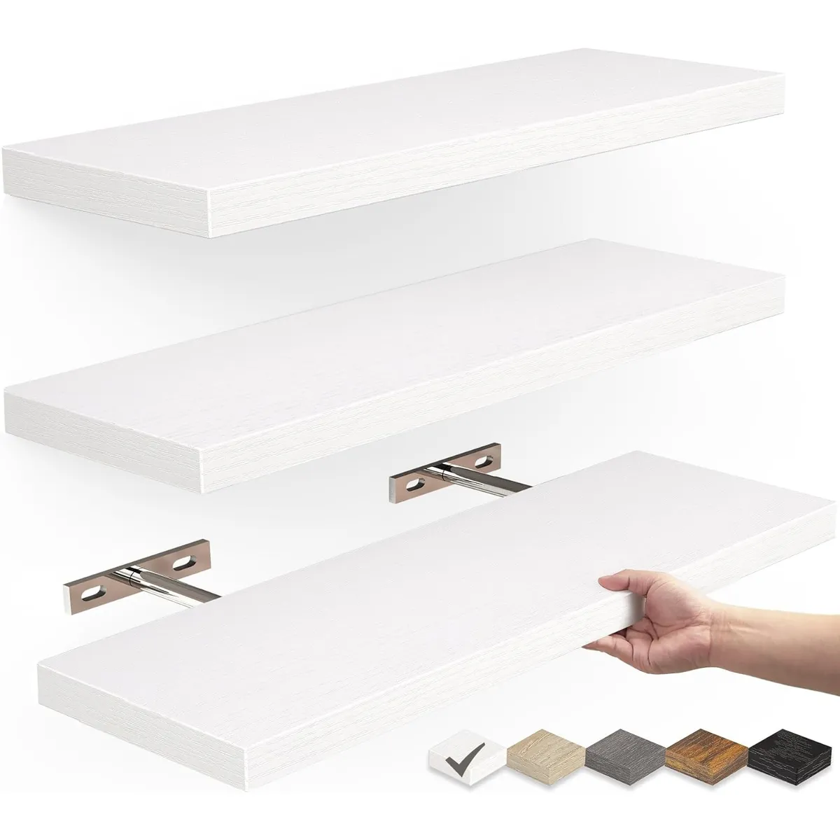 GENERICO - Repisas Flotantes De Madera Estante MDF Premium Blanco Pack x3