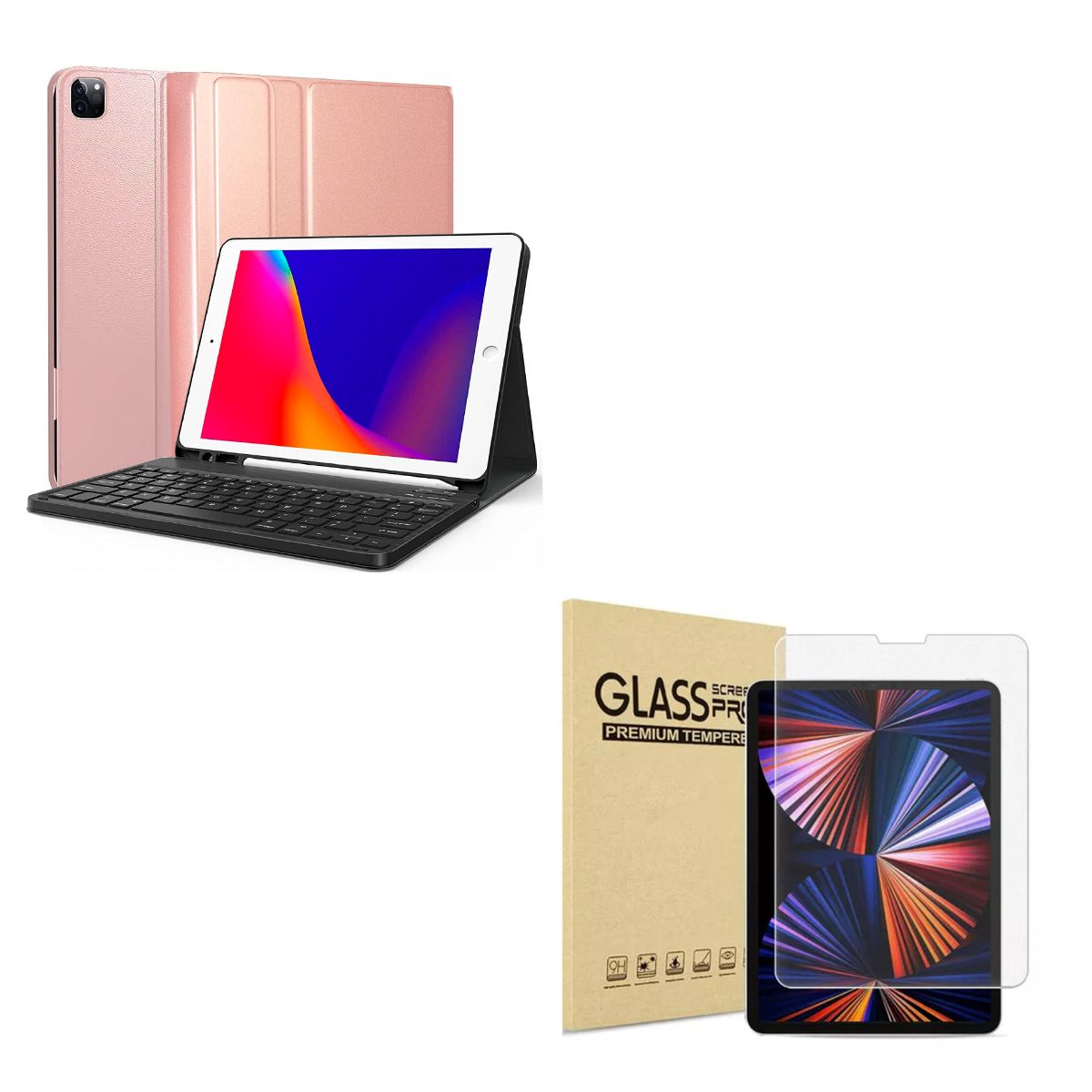 JOIGO - Funda Con Teclado Lamina Para iPad 12.9 Con Ranura Rosa