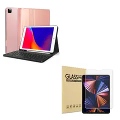 JOIGO - Funda Con Teclado Lamina Para iPad 12.9 Con Ranura Rosa.