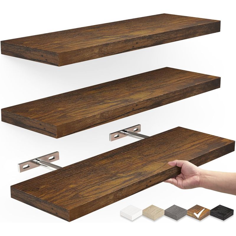 GENERICO - Repisas Flotantes De Madera Estante MDF Premium Rústico Pack x3