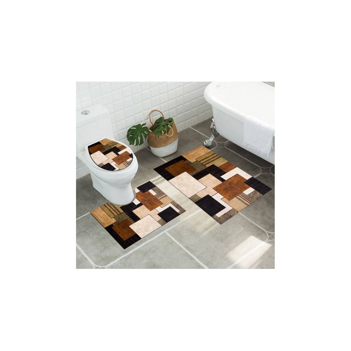 GENERICO - Juego De Alfombras De Baño Set De 3 Pcs Antideslizante