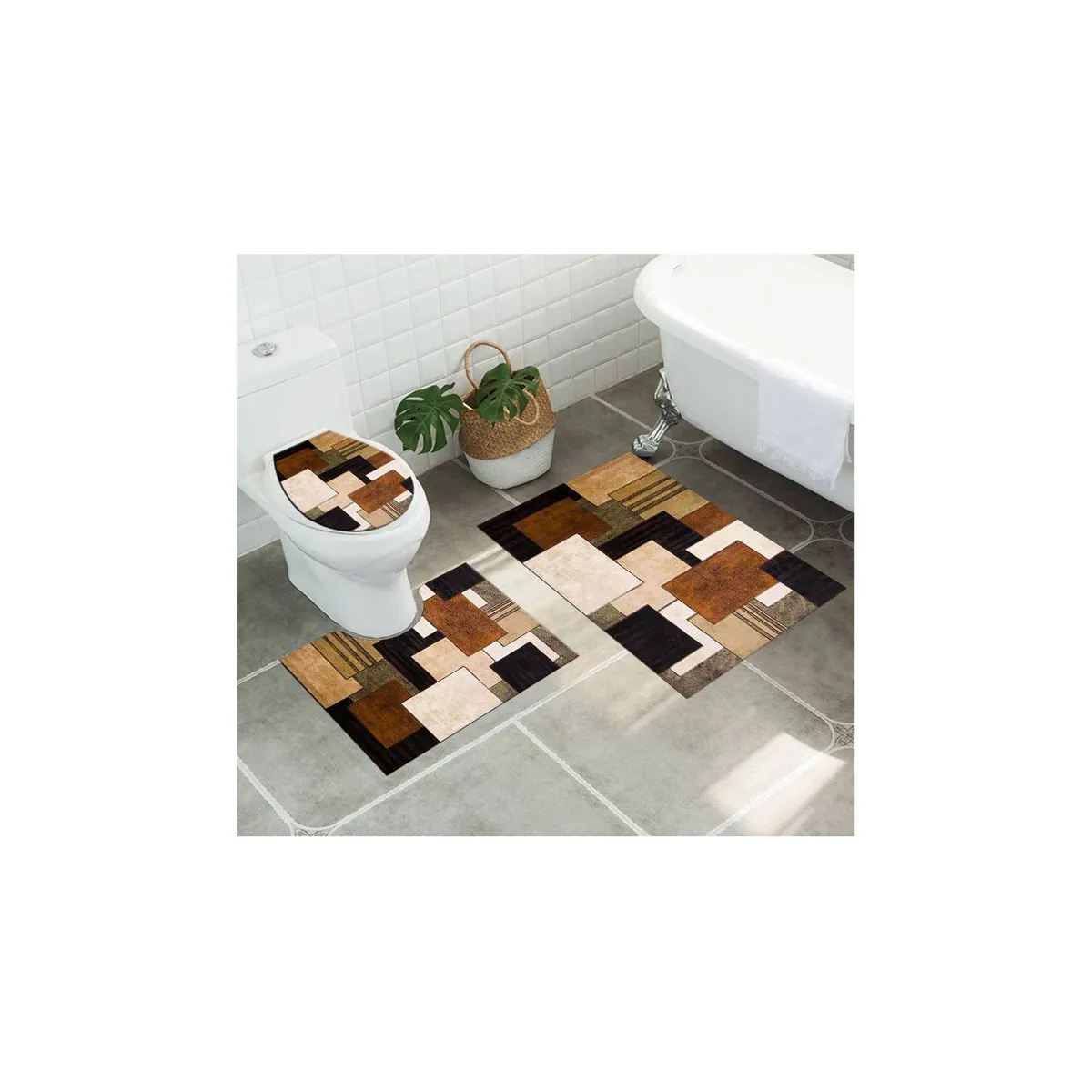 GENERICO - Juego De Alfombras De Baño Set De 3 Pcs Antideslizante