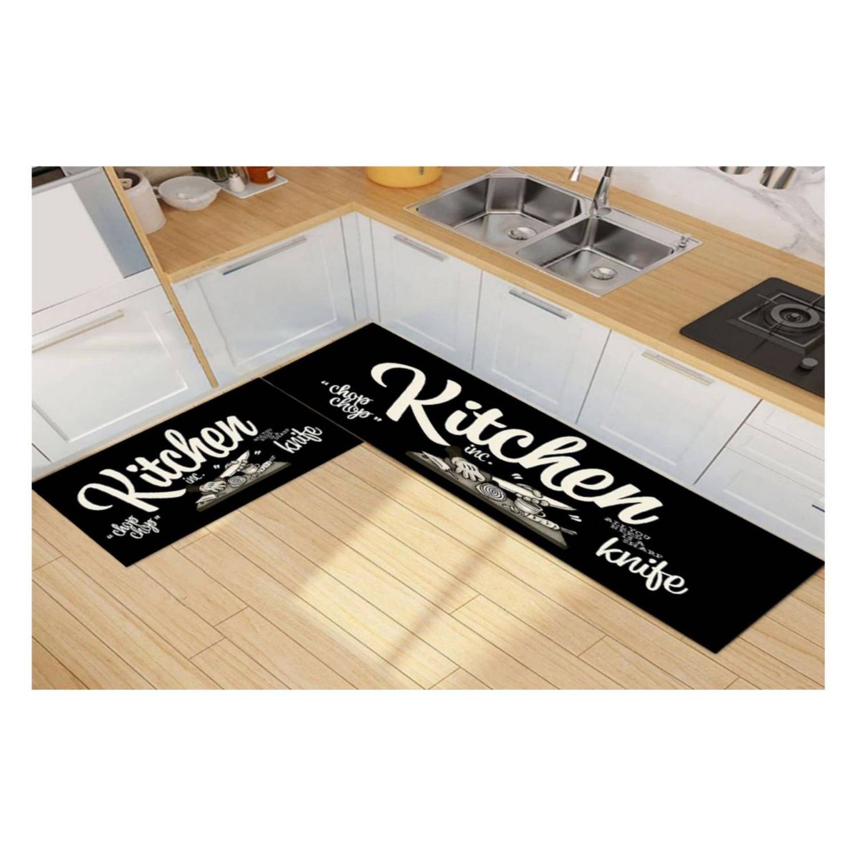 GENERICO - Pack 2 Alfombra De Cocina Antideslizante Piso Entrada De Hogar