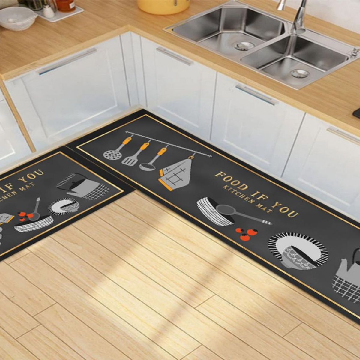 GENERICO - Pack 2 Alfombra De Cocina Antideslizante Piso Entrada De Hogar