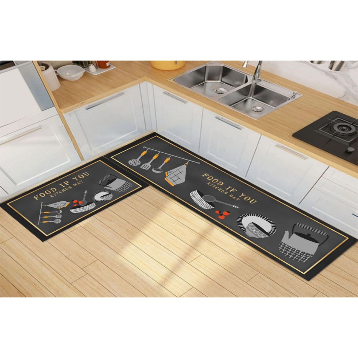 GENERICO - Pack 2 Alfombra De Cocina Antideslizante Piso Entrada De Hogar