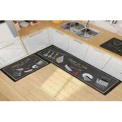 GENERICO - Pack 2 Alfombra De Cocina Antideslizante Piso Entrada De Hogar