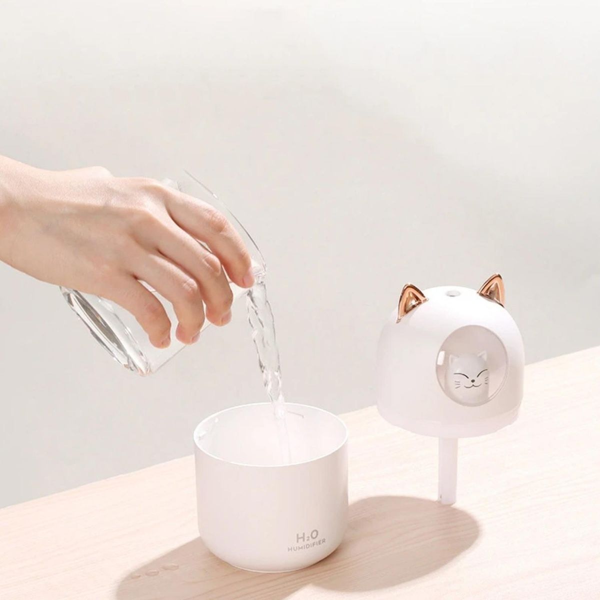 GENERICO - Humidificador Usb De Gatito Kawaii Vaporizador De Aromas - Blanco