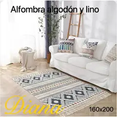 GENERICO - ALFOMBRA RECTANGULAR DE ALGODÓN Y LINO 160X200